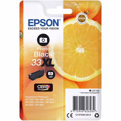 Epson 33XL Photo Black Oranges High Yield, Genuine, Claria Premium Ink, Amazon Dash Replenishment Ready