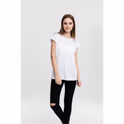 Urban Classics Ladies Extended Shoulder Tee, T-shirt, Adult, Female, White, Monochromatic, M
