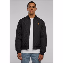Urban Classics TB862, Bomber, Male, Adult, 2 pockets, Faux leather, Nylon, Polyester, Black
