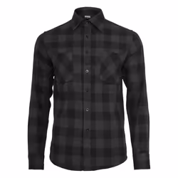 Urban Classics Checked Flanell, Shirt, Adult, Male, Black, Charcoal, Pattern, S