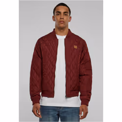Urban Classics TB862, Bomber, Male, Adult, 2 pockets, Faux leather, Nylon, Polyester, Burgundy