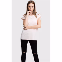 Urban Classics Ladies Extended Shoulder Tee, T-shirt, Adult, Female, Pink, Monochromatic, S