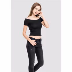 Urban Classics TB1500 Top (garment) Ballerina neckline Short sleeve Cotton, Elastane