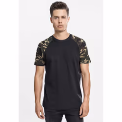 Urban Classics Raglan Contrast Tee, T-shirt, Adult, Male, Black, Khaki, Monochromatic, Crew neck