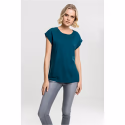 Urban Classics Ladies Extended Shoulder Tee, T-shirt, Adult, Female, Green, Monochromatic, M