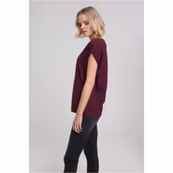 Urban Classics Ladies Extended Shoulder Tee, T-shirt, Adult, Female, Bordeaux, Monochromatic, M
