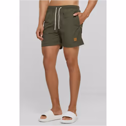 Urban Classics TB1026, Swimwear bottom, Swim boxers, Regular fit, Adult, Olive, Monochromatic
