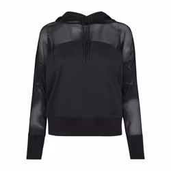 Urban Classics Ladies Mesh Hoody, Adult, Female, Black, Hoodie, Monochromatic, M