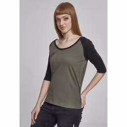 Urban Classics Ladies 3/4 Contrast Raglan Tee T-shirt Scoop neck 3/4 sleeve Cotton