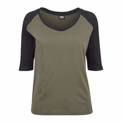 Urban Classics Ladies 3/4 Contrast Raglan Tee T-shirt Scoop neck 3/4 sleeve Cotton - Additional view 4
