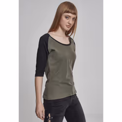 Urban Classics Ladies 3/4 Contrast Raglan Tee T-shirt Scoop neck 3/4 sleeve Cotton - Additional view 6