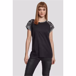 Urban Classics Ladies Contrast Raglan Tee, T-shirt, Adult, Female, Black, Khaki, Monochromatic, XXL