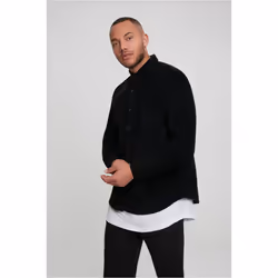 Urban Classics Corduroy, Shirt, Adult, Male, Black, Monochromatic, Outdoor