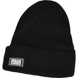 Urban Classics Unisex_Adult Plain Stitch Recycled Yarn Beanie Hat, Black, One Size