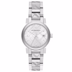 Burberry BU9144 Silver Check Stamped Dial Ladies Watch