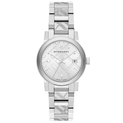 Burberry BU9144 Silver Check Stamped Dial Ladies Watch