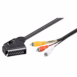 Goobay Adapter Cable, SCART to Composite Audio/Video, IN/OUT, 2 m, 2 m, SCART (21-pin), 3 x RCA, Male, Male, Straight