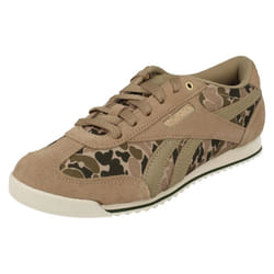) Ladies Reebok Casual Lace Up Trainers Royal CL Rayen - UK 6, Canvas/Green/Paperwhite (Beige