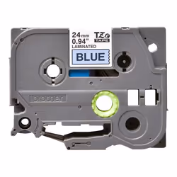 Brother TZe-551 Labelling Tape Cassette, 24 mm (W) x 8 m (L), Laminated, Brother Genuine Supplies - Black on Blue
