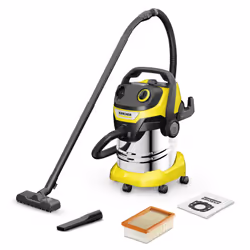 Kärcher WD 5 S V-25/5/22, Dry&wet, Stainless steel, Black, Yellow, Fleece, Rotary, Stainless steel, 25 L
