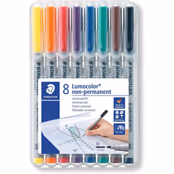 Staedtler 315 WP8 Lumocolor Universal Non Permanent Medium Pens - Assorted Colours