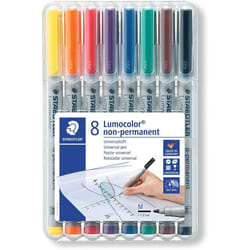 Staedtler 315 WP8 Lumocolor Universal Non Permanent Medium Pens - Assorted Colours