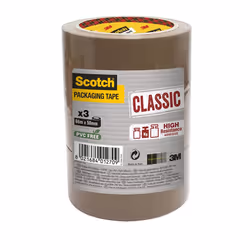 Scotch Packaging Tape Roll - Brown - 50 mm x 66 m Pack of 3