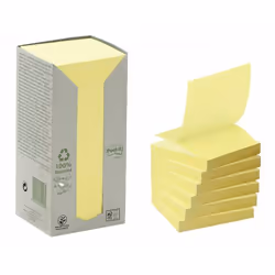 Post-It Recycled Z-Notes 76x76mm 100 Sheets Per Pad PEFC Canary Yellow