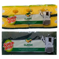 Scotch-Brite Classic Sponge Scourers - Heavy Duty & Long Lasting (Pack 3 x 8)