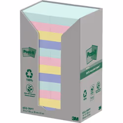 Post-It Post it Recycled Notes Assorted Colours 38x51mm 100 Sheets (Pa