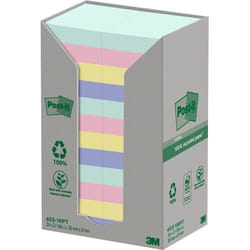Post-It Post it Recycled Notes Assorted Colours 38x51mm 100 Sheets (Pa