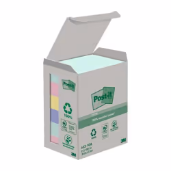 Post-It Post it Recycled Notes Assorted Colours 38x51mm 100 Sheets (Pa
