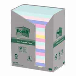 Post-It Post it Recycled Notes 76x127mm Assorted Colours 100 Sheets Pe