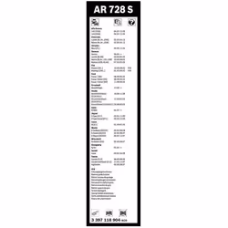 Bosch Wiper Blade Aerotwin AR728S, Length: 550mm/475mm â set of front wiper blades