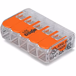 Wago 221-415 terminal block 1P Orange, Transparent
