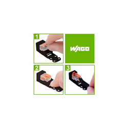 Mounting carrier, for 3-conductor terminal blocks, 221 Series - 4 mmÂ², with snap-in mounting foot for vertical mounting, white, 221-523 (10 pcs)