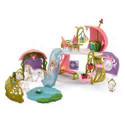schleich BAYALA Glittering flower house with unicorns, lake and stable, 5 yr(s), Multicolour