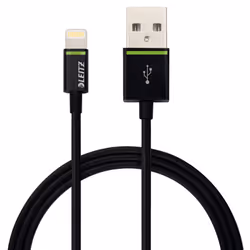 Leitz Complete Lightning to USB Cable, 1 m, 1 m, Lightning, USB A, Male, Male, Black, Green