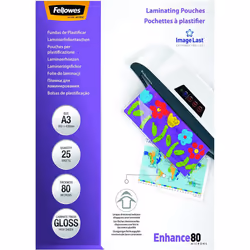 Fellowes A3 Laminating Pouches, Gloss, 160 Micron (2 x 80 Micron) with Image Last Directional Quality Mark, Pack of 25