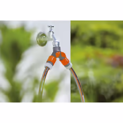 GARDENA Twin-Tap Connector: Water distributor for taps with 26.5 mm (G 3/4â) threads for connecting two devices at the same time, both outlets...