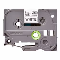 Brother TZe-S211 Labelling Tape Cassette, Black on White, 6mm (W) x 8M (L), Strong Adhesive, Brother Genuine Supplies