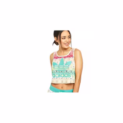 adidas Originals X FARM Womens Borbofresh Butterfly Trefoil Print Crop Tank Vest - UK14