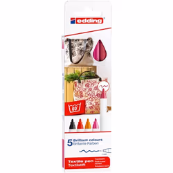 Edding 4600, 5 colours, Black, Crimson, Orange, Pink, Red, Bullet tip, 1 mm, Assorted colours, Round