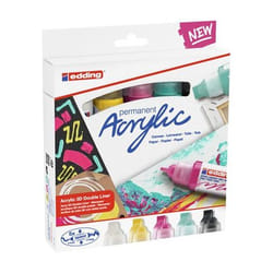 Edding Acryl 3D Double Liner permanent marker Black, Magenta, Mint, White, Yellow 5 pc(s)