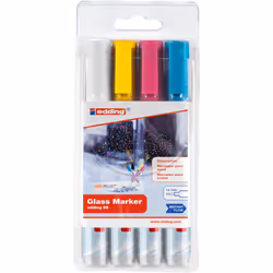 Edding 95 Glass marker 4 pc(s) Bullet tip Blue, Pink, White, Yellow - Additional view 2