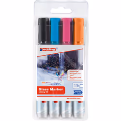 Edding 95 Glass marker 4 pc(s) Bullet tip Black, Blue, Orange, Pink