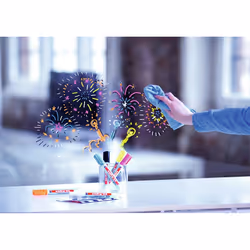 Edding 95 Glass marker 4 pc(s) Bullet tip Black, Blue, Orange, Pink