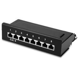 8 Port Patch Panel - RJ45 Cat6 Shielded Network Splitter Panel with Ground Wire - Includes Screws and Dowels for Wall Mount Installation