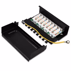 8 Port Patch Panel - RJ45 Cat6 Shielded Network Splitter Panel with Ground Wire - Includes Screws and Dowels for Wall Mount Installation