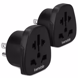 Travel Adapter USA Type B (Pack of 2) - Universal Plug Adaptor - UK to US, Canada, Mexico, Cuba, Jamaica, Peru, Thailand and More - Black